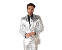 Suit silver shiny, size 48